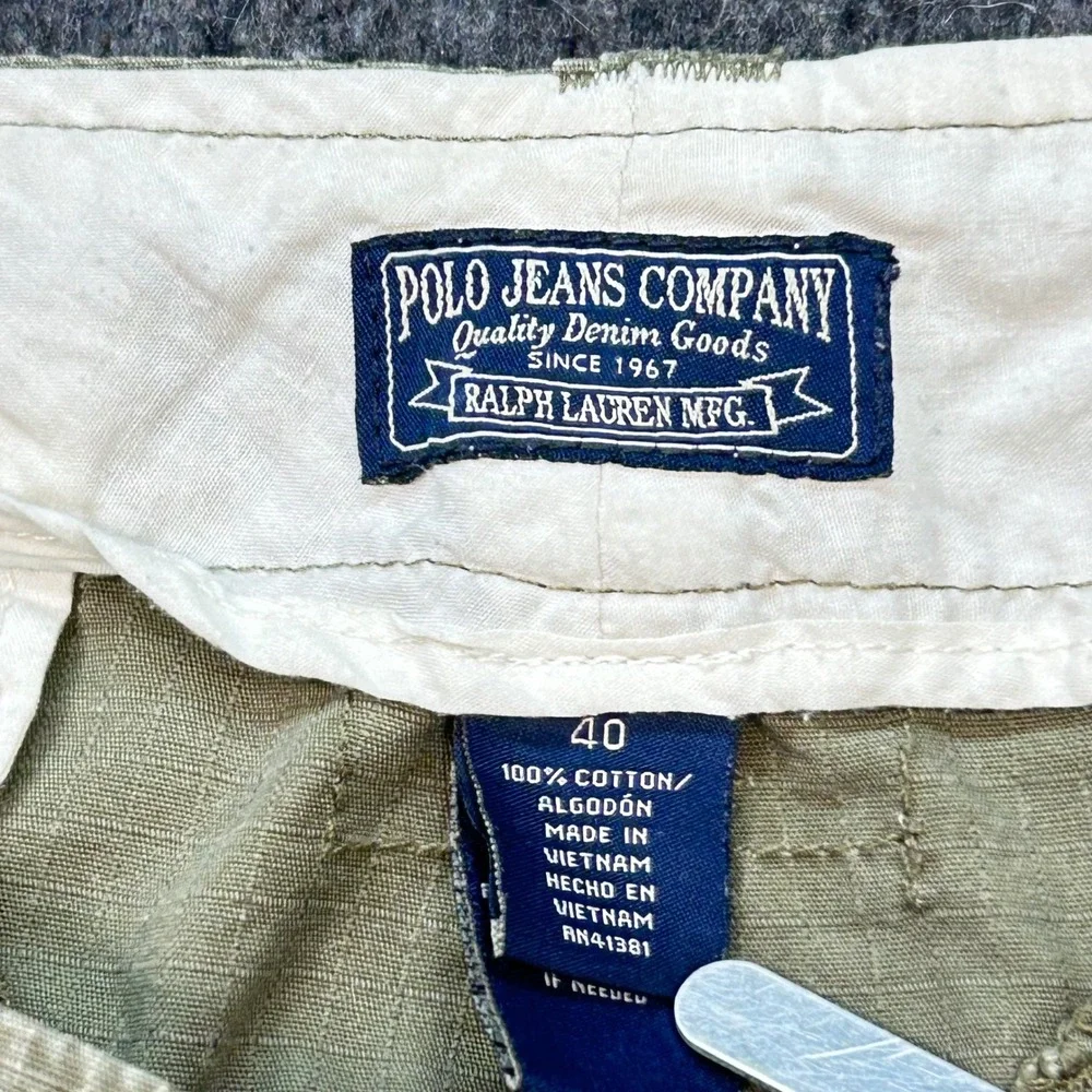 Polo Jeans Co Ralph Lauren Gorpcore Mens 40 Khaki Ripstop‎ Cargo Shorts Utility